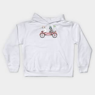 Sheeps on a tandem bike Kids Hoodie